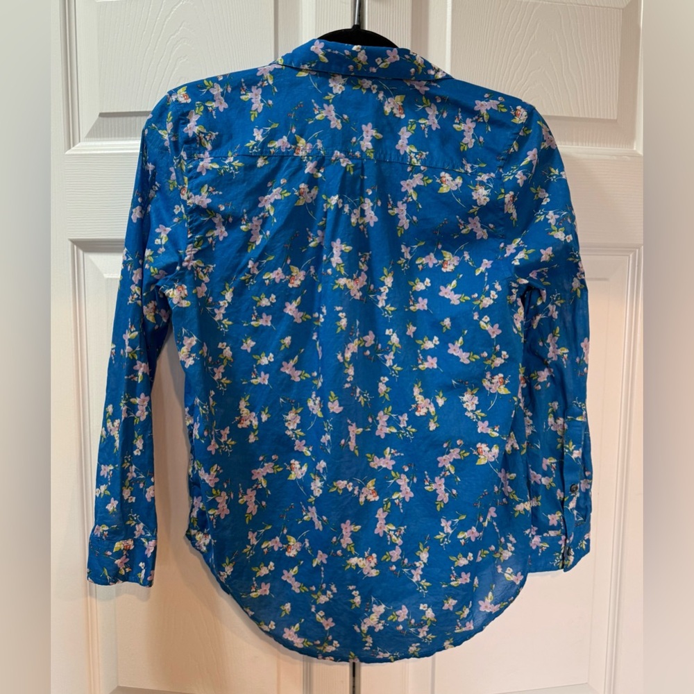 Sundance Cottagecore Lightweight Blue Floral Print Button Down Shirt Size SP - Picture 4 of 9